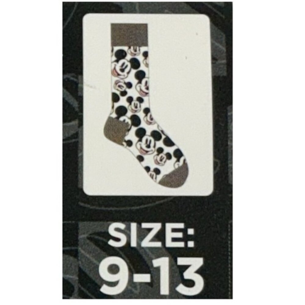 Disney Mickey Mouse Crew Socks Mens Fun Novelty Black White Unisex One Size 9-13 - Picture 8 of 16